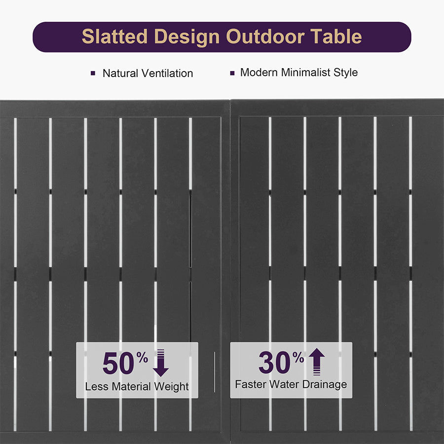 PURPLE LEAF  Folding Outdoor Dining Set  with Aluminum Table and Padded Chairs All Weather Dining Table Sets for Garden Backyard Poolside