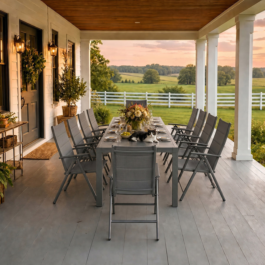 PURPLE LEAF  Folding Outdoor Dining Set  with Aluminum Table and Padded Chairs All Weather Dining Table Sets for Garden Backyard Poolside