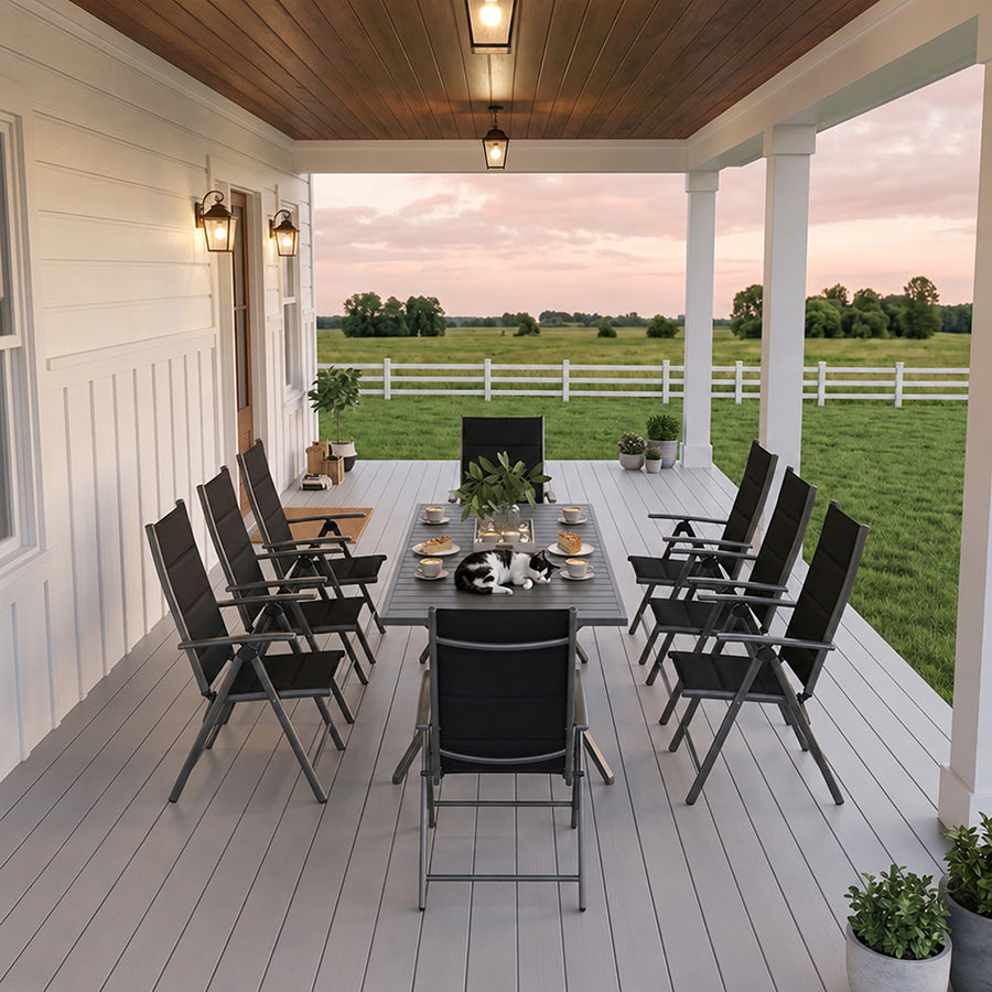 PURPLE LEAF  Folding Outdoor Dining Set  with Aluminum Table and Padded Chairs All Weather Dining Table Sets for Garden Backyard Poolside