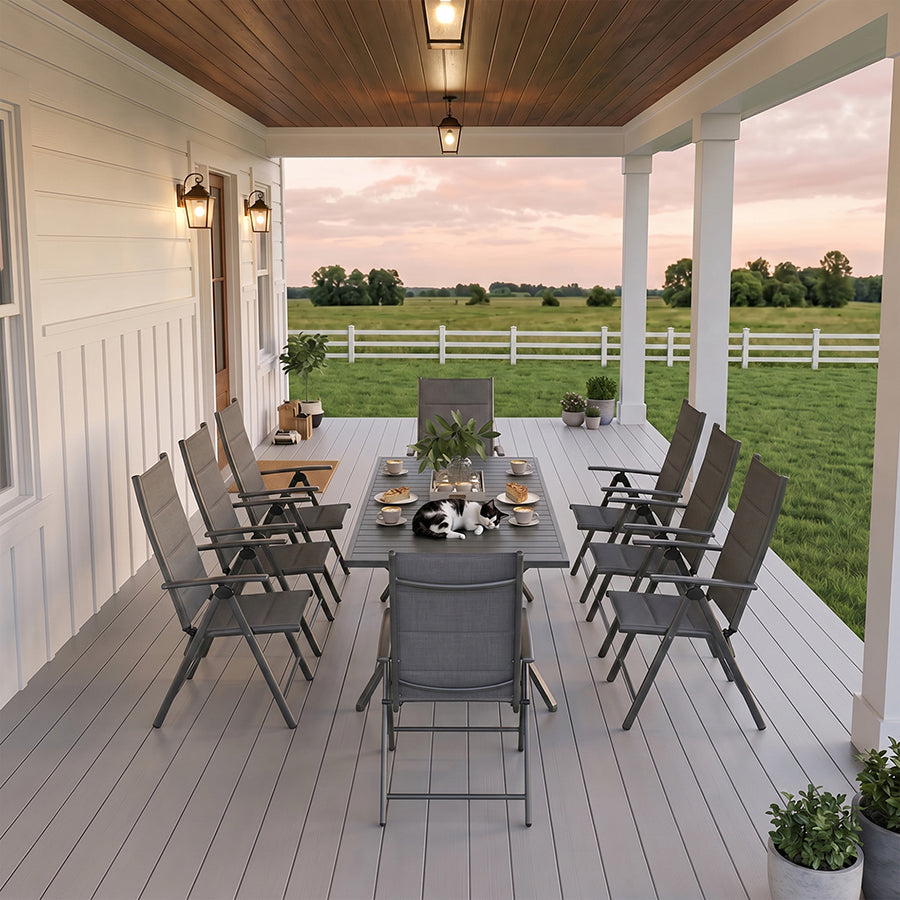PURPLE LEAF  Folding Outdoor Dining Set  with Aluminum Table and Padded Chairs All Weather Dining Table Sets for Garden Backyard Poolside